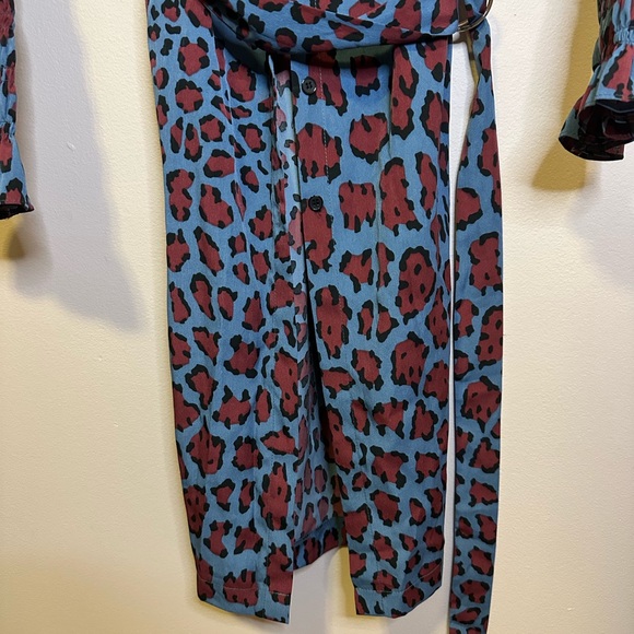 Cheetah print long sleeve button down dress - Picture 6 of 7